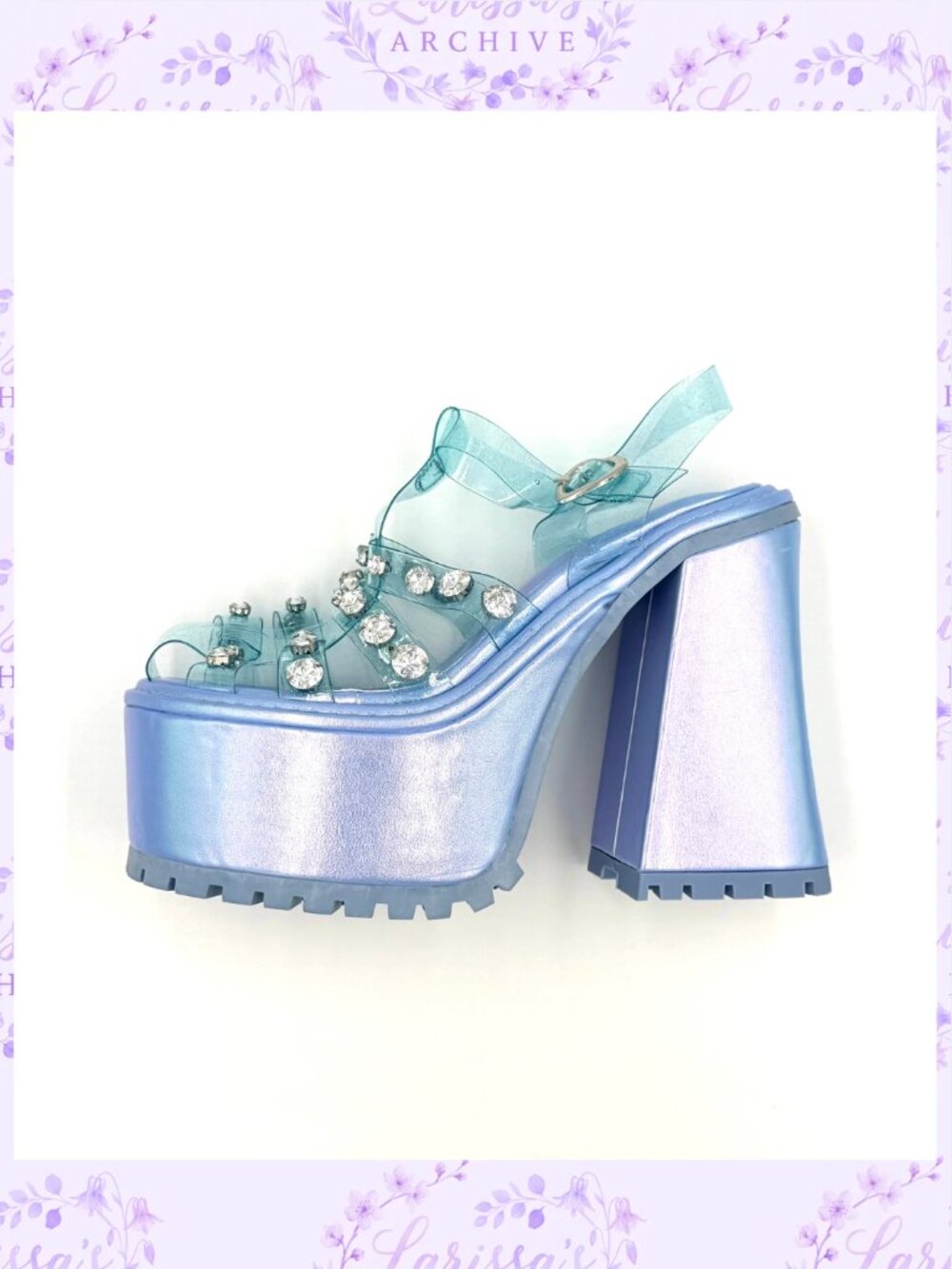 Sugar Thrillz by Dolls Kill | Self-Love Club Holographic Platform Heels | Size 7 - Picture 2 of 15